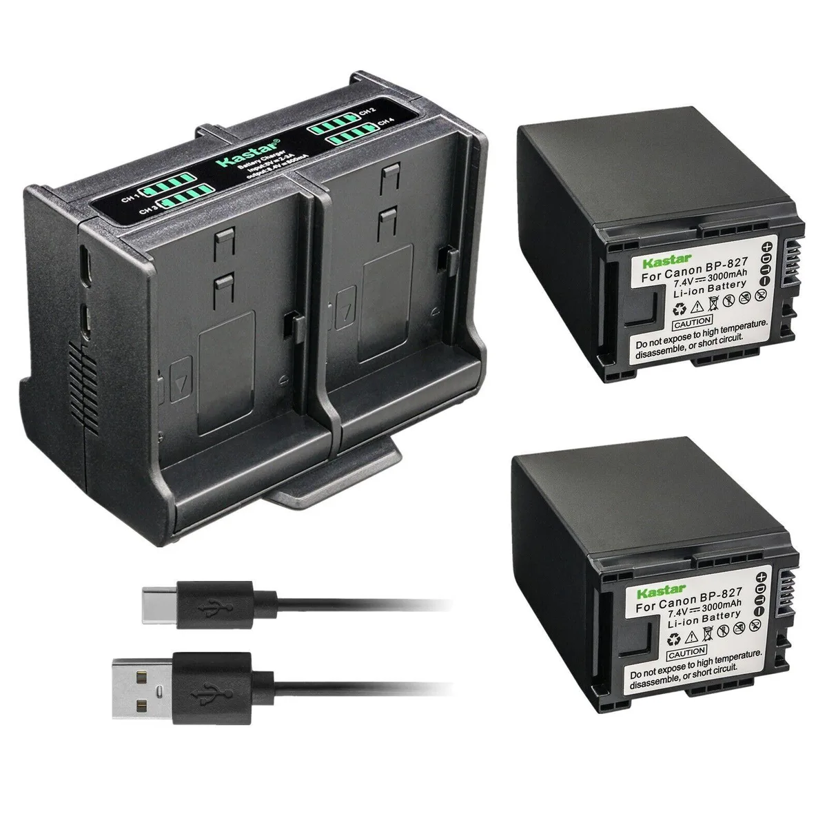 Kastar Kastar 2-Pack BP-827 Battery &amp; Quadruple Charger — product photo