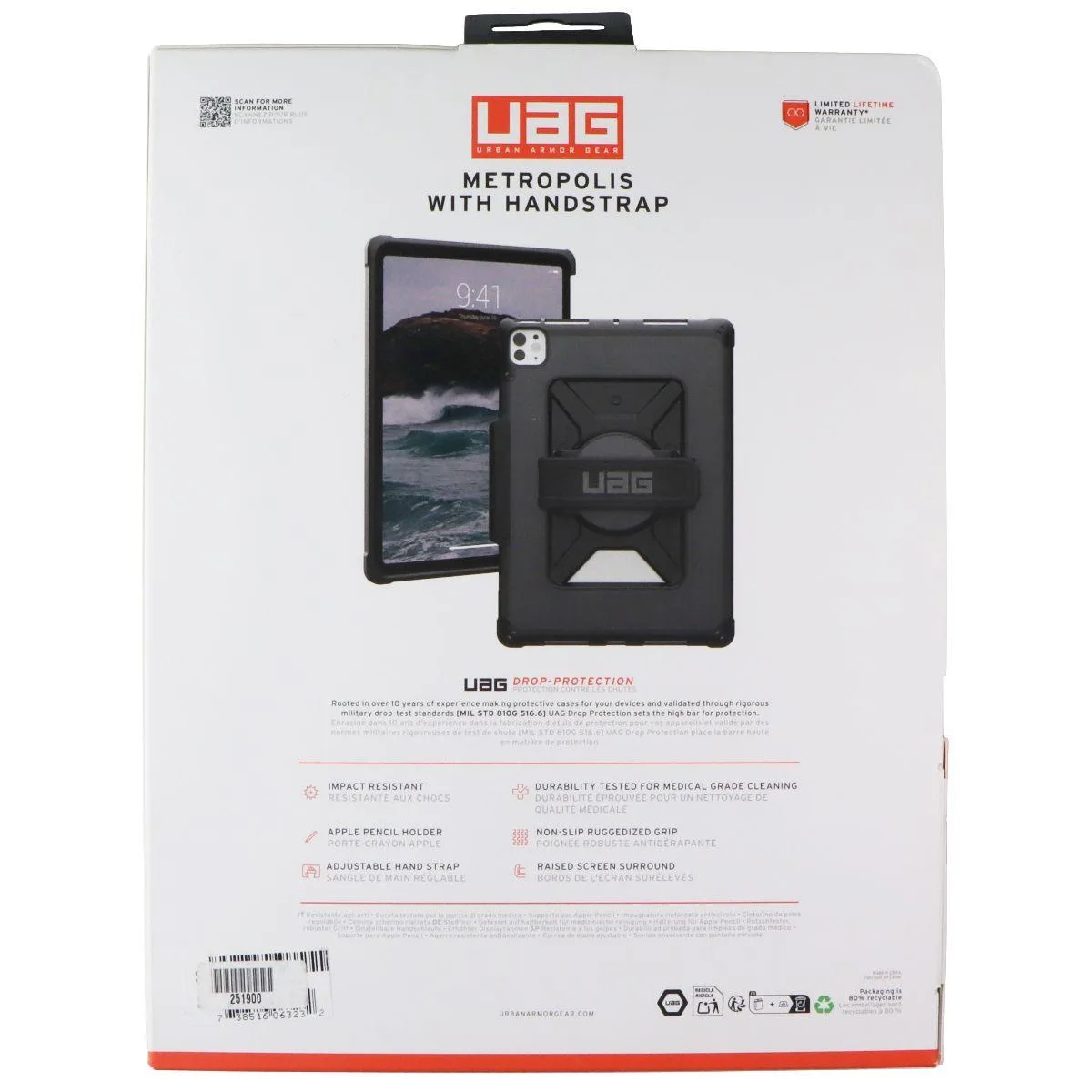 UAG UAG Metropolis Hand Strap Case for iPad Pro 11-inch (5th Gen, 2024, M4) Black — product photo