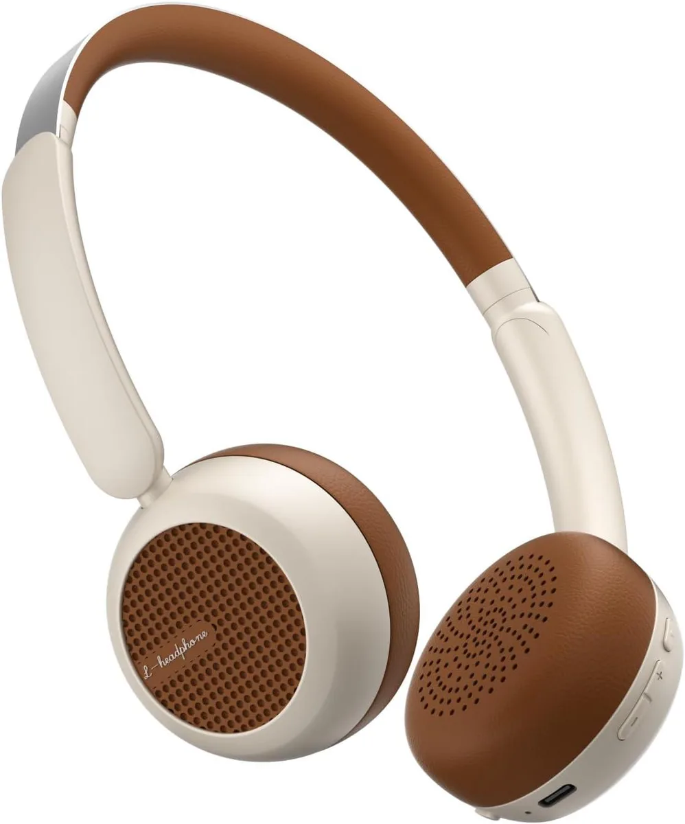Tek Styz Tek Styz Retro On-Ear Bluetooth 5.4 Headset White & Brown — product photo