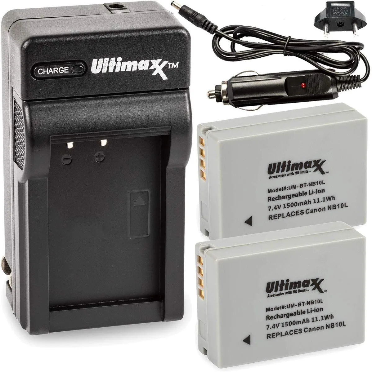 Ultimaxx Ultimaxx NB-10L 1500mAh 7.4V 11.1Wh Li-ion battery kit with charger — product photo
