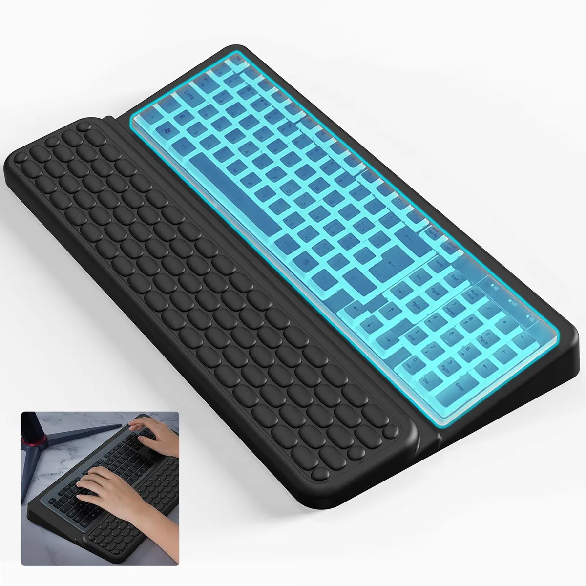 Laokiiy Keyboard Stand Memory Foam Wrist Rest 15° Black — product photo