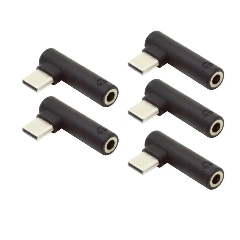 Fervit Fervit USB-C 3.1 Male to 3.5 mm AUX Female 90° Adapter 5-Pack — product photo