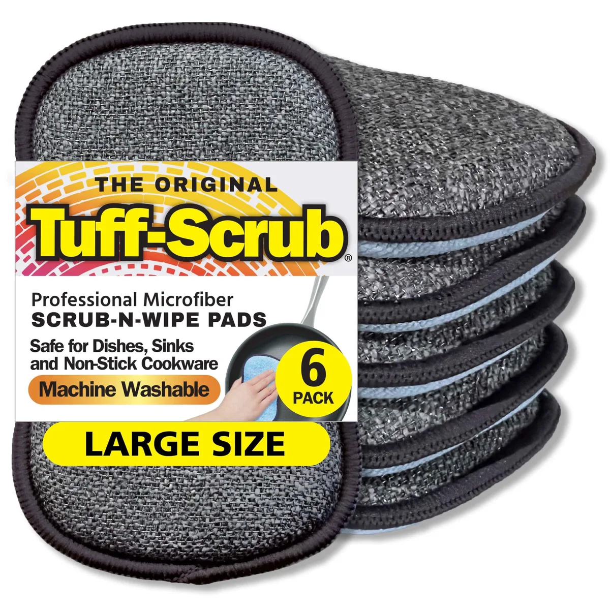 Six large hourglass microfiber scrubbers dual-sided non-scratch machine washable .168kg