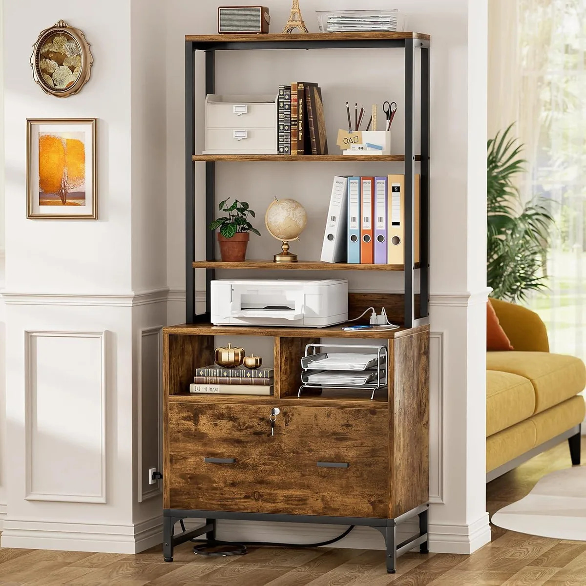 BFKK BFKK File Cabinet with Charging Station Brown — product photo