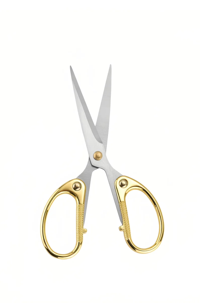 Gold 5-inch stainless steel scissors with ergonomic handles