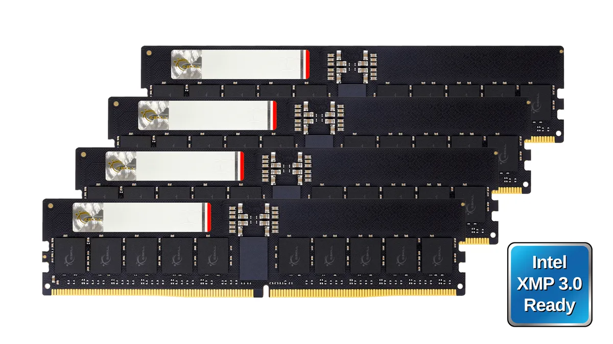 G.SKILL G.SKILL F5-5600R2834F32GQ4-G5 128GB (4×32GB) DDR5-5600 ECC Registered R-DIMM server RAM — product photo