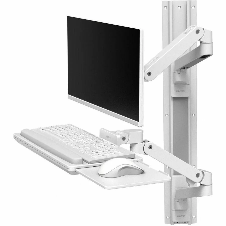 White Ergotron LX Pro wall mount arm system