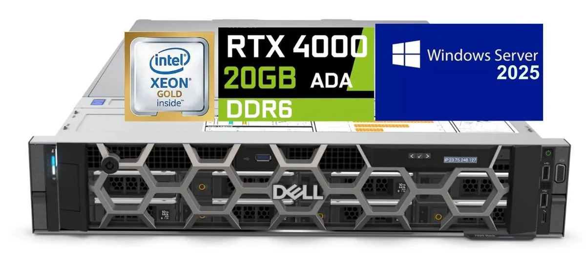 DELL DELL Precision 7920 Rack Server, 2x Xeon Gold 6246 24C, 256GB DDR4, 4x 4TB SSD RAID 5, RTX 4000 ADA 20GB — product photo