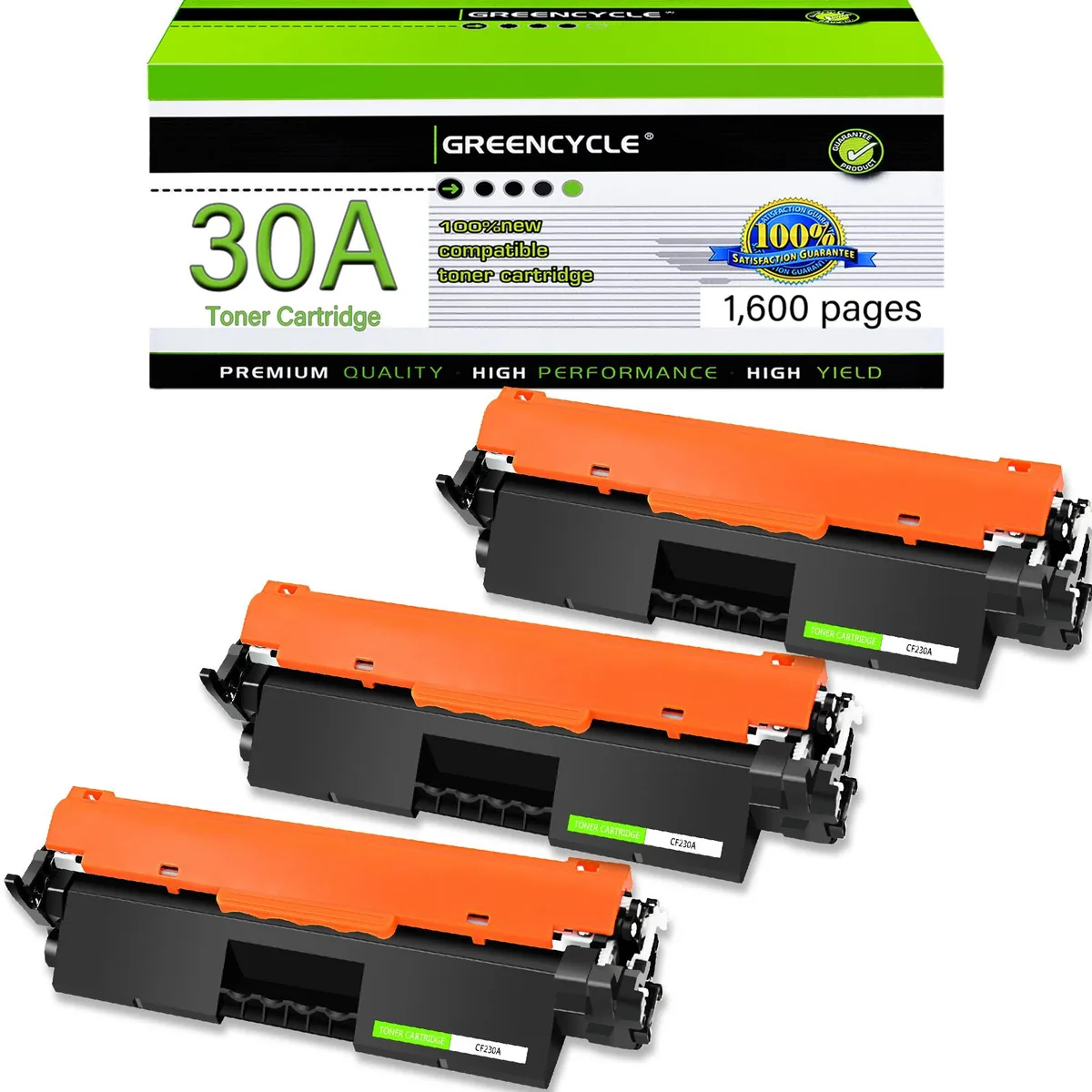 GREENCYCLE GREENCYCLE 30A CF230A Black Toner Cartridge 3 Pack — product photo