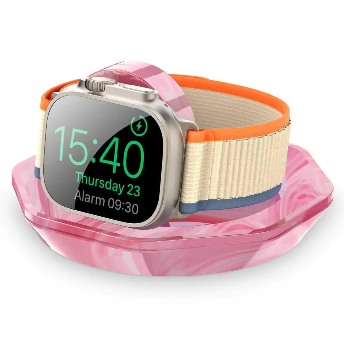  RETHLO A80 USB-C Magnetic Watch Charger Marble Pink — product photo