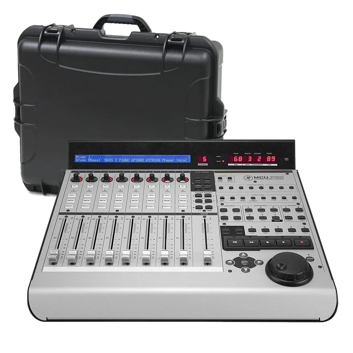 PSG AUDIO PSG AUDIO Mackie MCU Pro 8-fader 100mm control surface Gator GU-2217-08-WPDF bundle — product photo