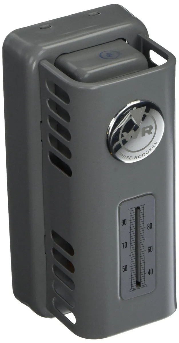 Gray square wall thermostat with dial, surface or flush mount