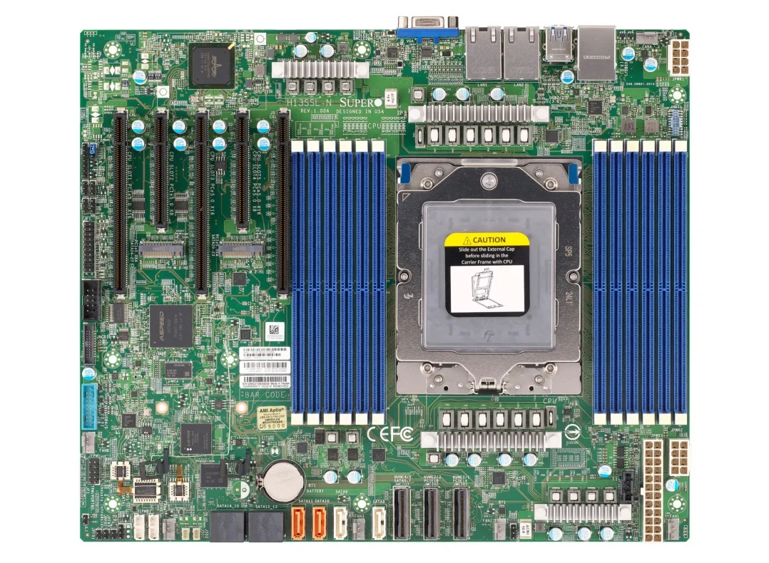 Supermicro Supermicro MBD-H13SSL-N-O server motherboard SP5 EPYC 9004 9005 12 DDR5 ATX — product photo