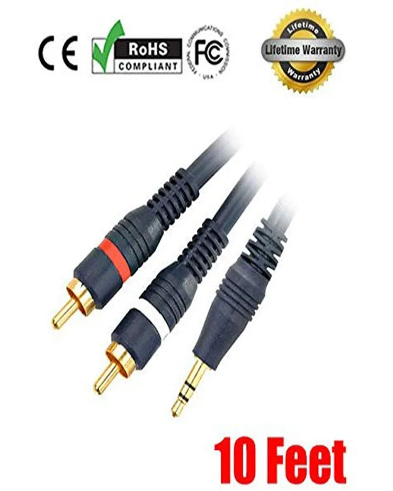 iMBAPrice iMBAPrice 12 Feet 3.5mm Stereo Male to 2RCA Male 22AWG Cable - Gold Plated — product photo