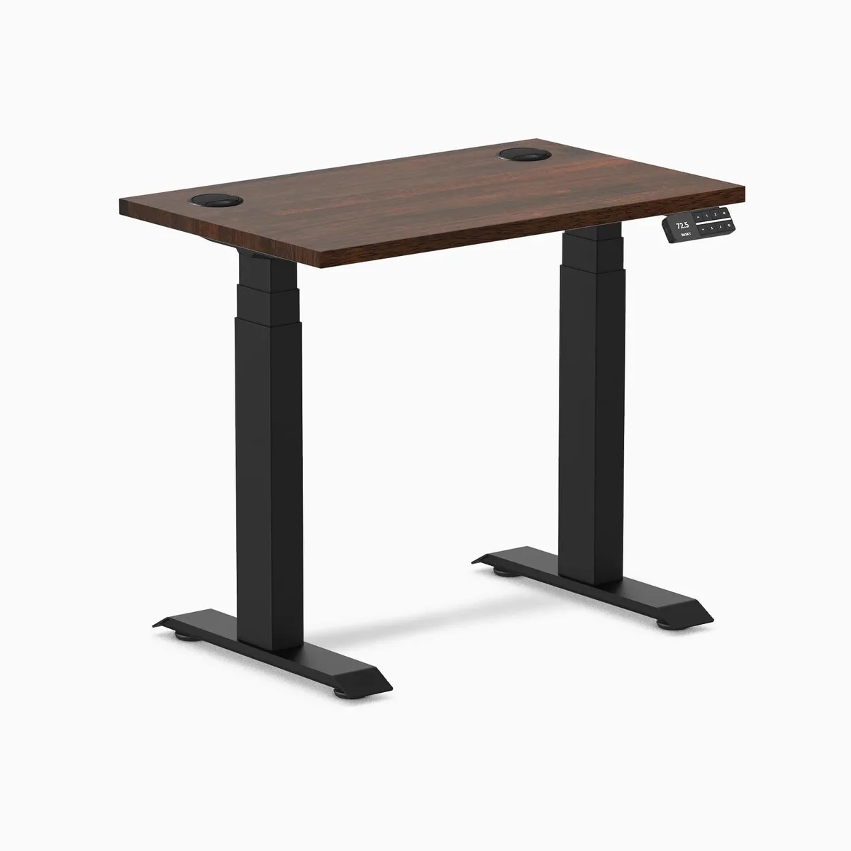 Desky Desky Dual Mini Rubberwood Sit Stand Desk 32 x 20 inches Dark Walnut Matte Black — product photo