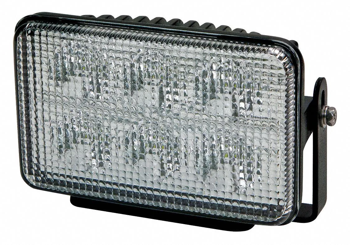 White rectangular LED flood light with bracket mount and toughened glass lens