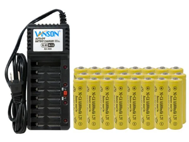 DUSLAN DUSLAN V868 8-bay AA/AAA charger with 24 AA NiCd batteries 800 mAh — product photo