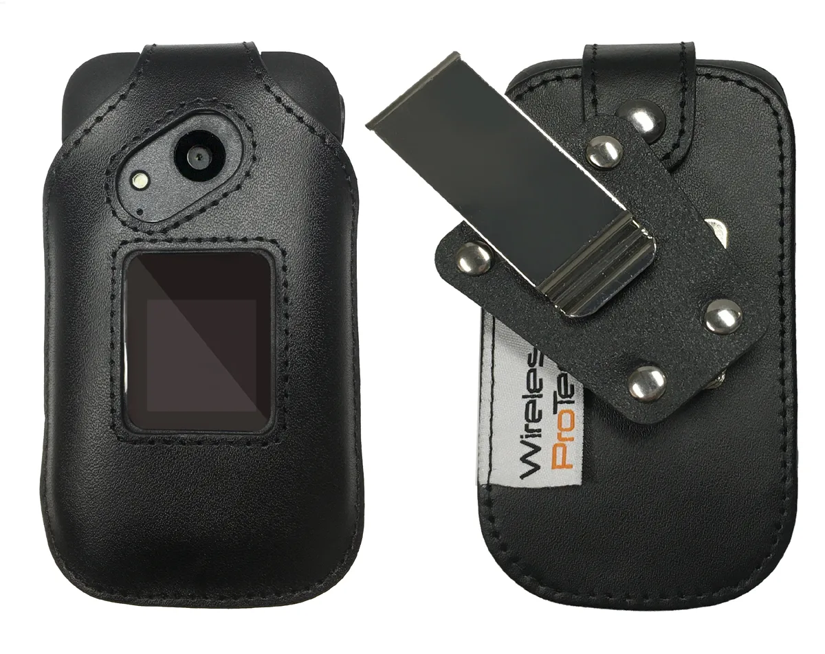 Wireless ProTECH Wireless ProTECH Sonim XP3 XP3800 Genuine Leather D-Ring Belt Clip Cover — product photo
