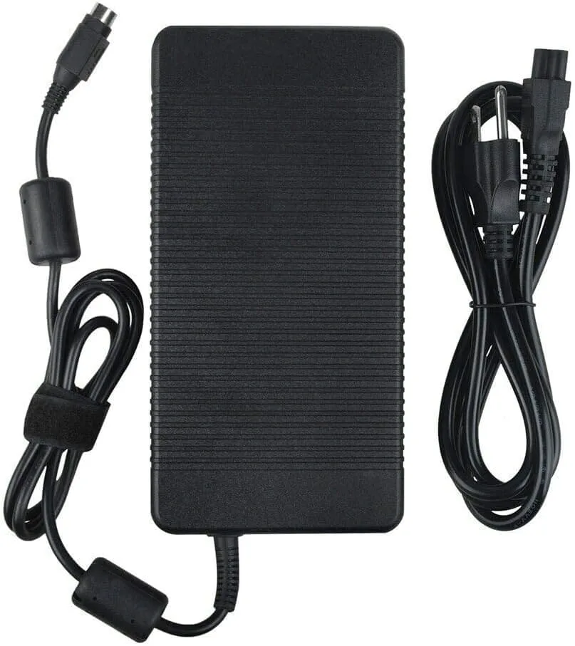 Black rectangular AC adapter with attached power cord