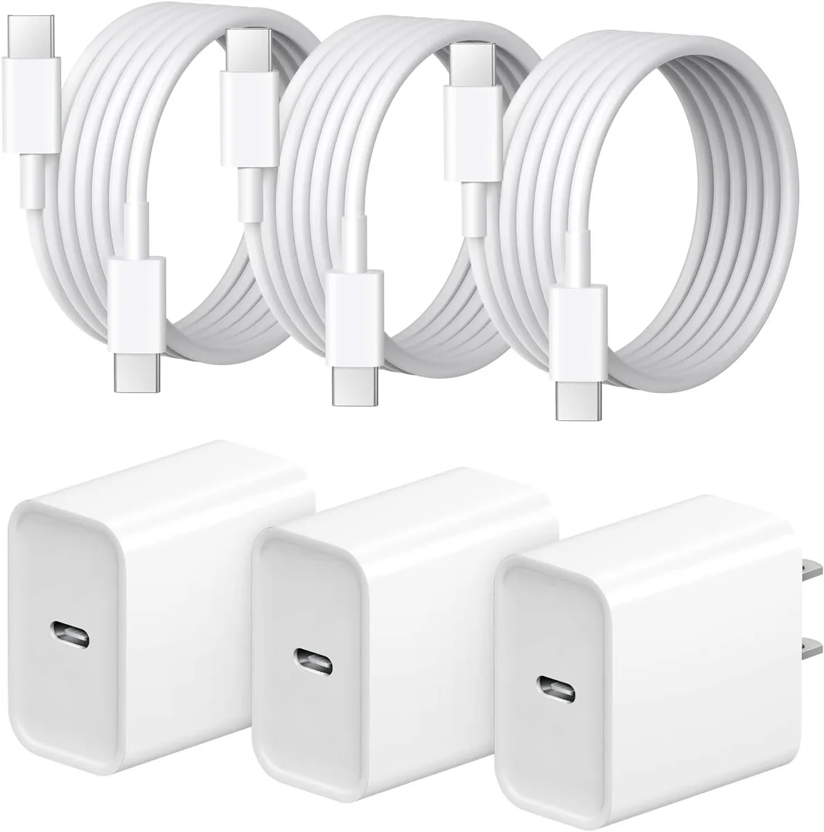 ONITOON ONITOON 20W USB-C Wall Charger 3+3Pack 6FT Cable iPhone 17 16 15 Series — product photo