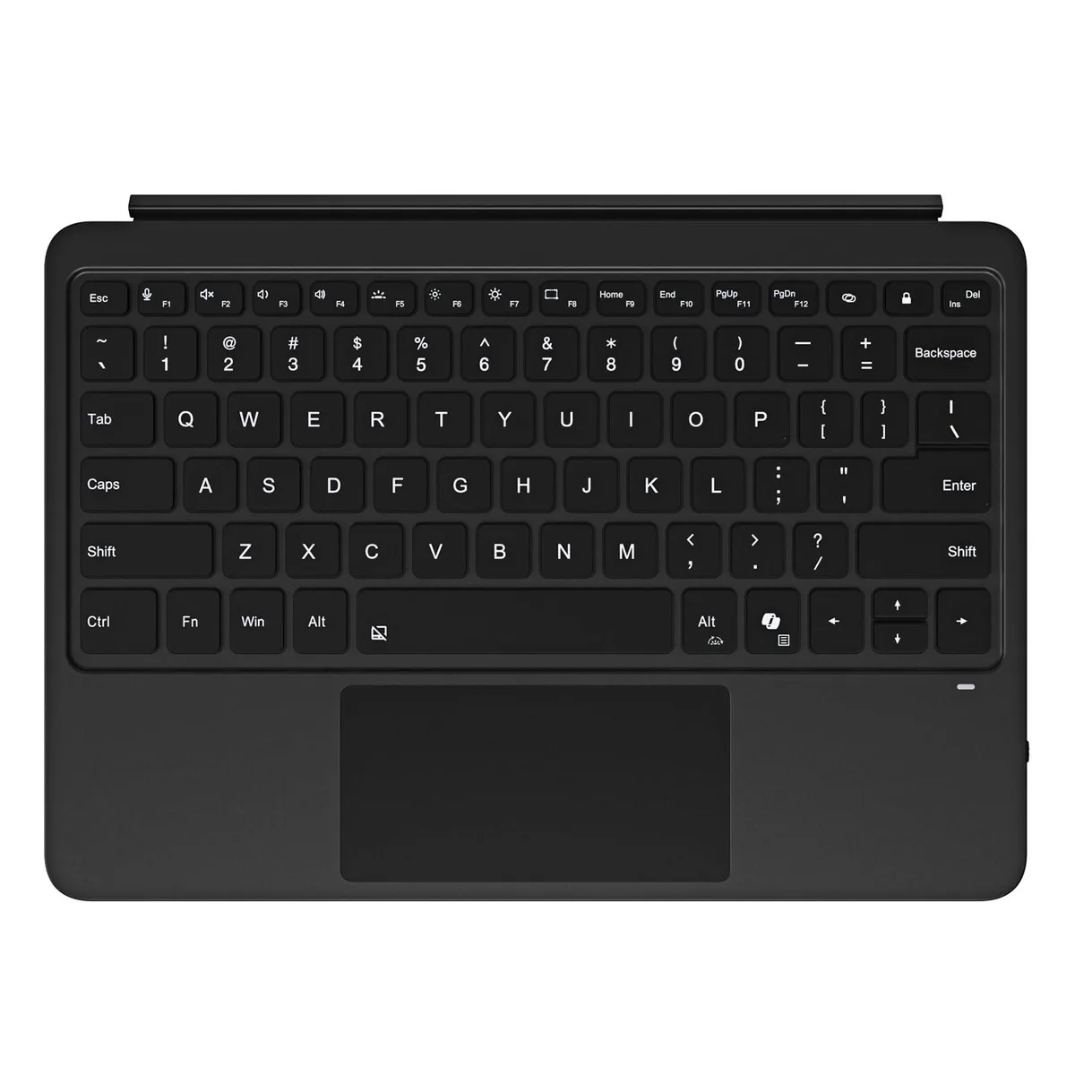 Black magnetic Bluetooth keyboard cover with backlit keys and touchpad for Surface Pro 12 2025