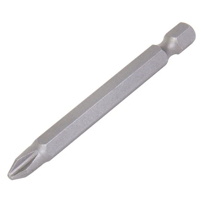 Silver Phillips #2 insert bit, 1/4 inch hex shank