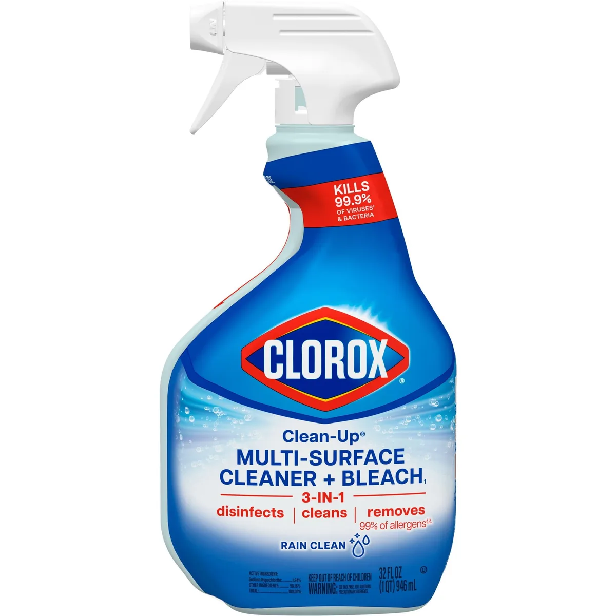 None Continuous None Continuous Clorox Clean-Up Multi-Surface Cleaner with Bleach Rain Clean 32 fl oz — product photo