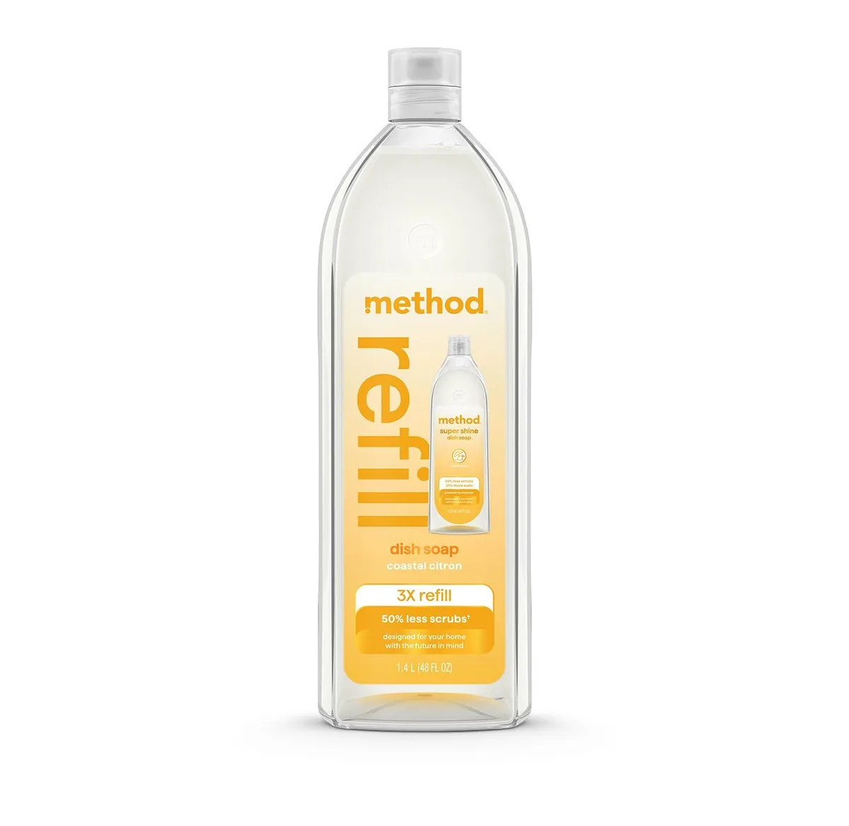 White plastic bottle with cap, 48 fl oz enzyme cleaner