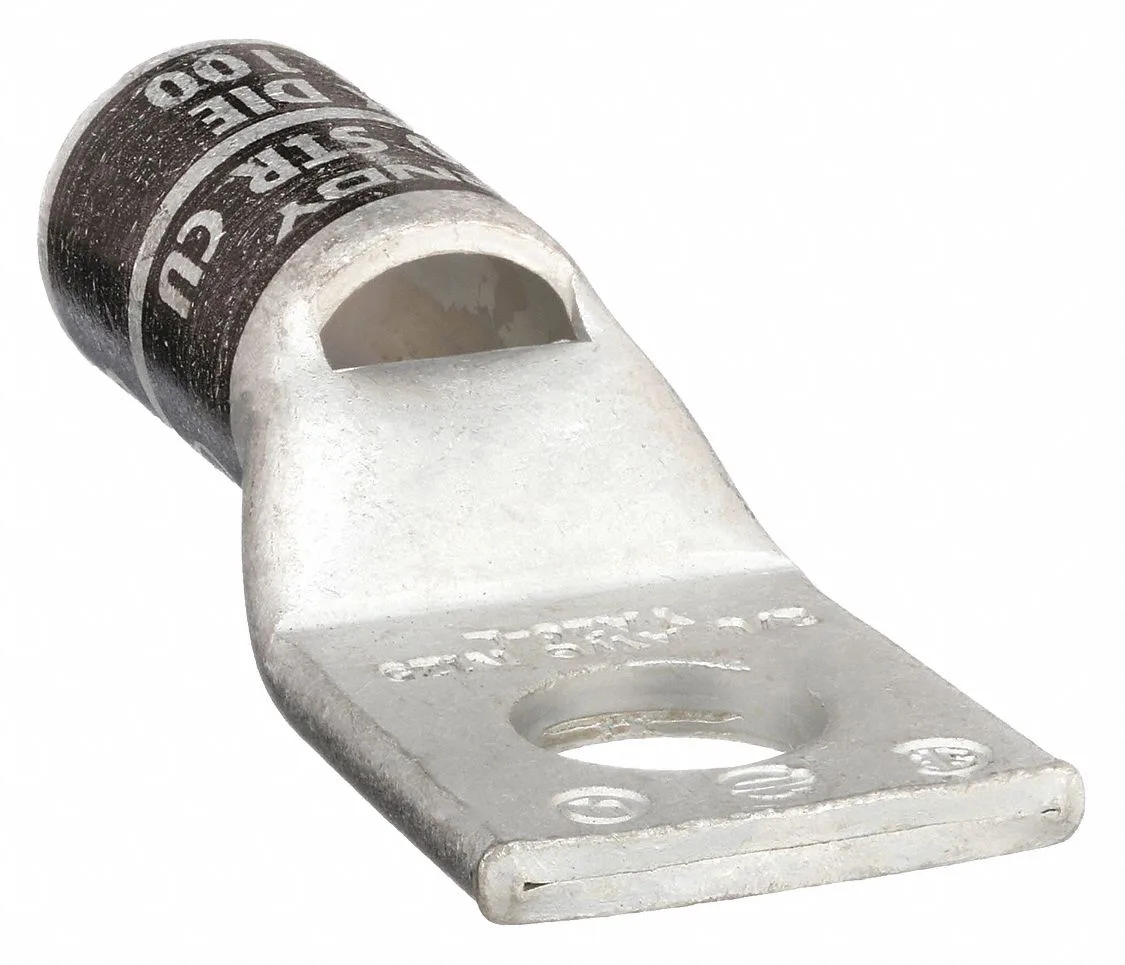Copper compression lug with straight tongue and inspection hole