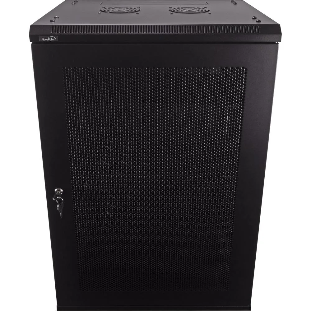 NavePoint NavePoint 18U Wallmount Perforated Server Rack 450mm Depth with Shelves, Fans — product photo