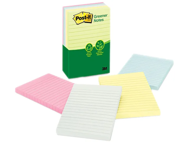 Post-it Post-it 660-RP-A sticky note pack 5 pads 100 sheets lined pastel — vörumynd