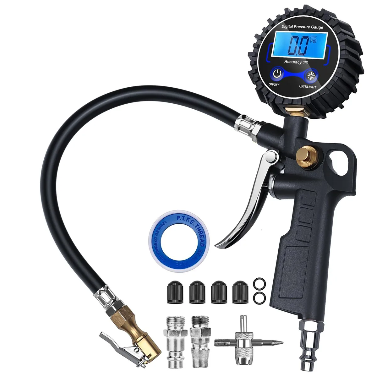 KEHIPI KEHIPI Digital Tire Pressure Gauge with Inflator 3-250 PSI — product photo