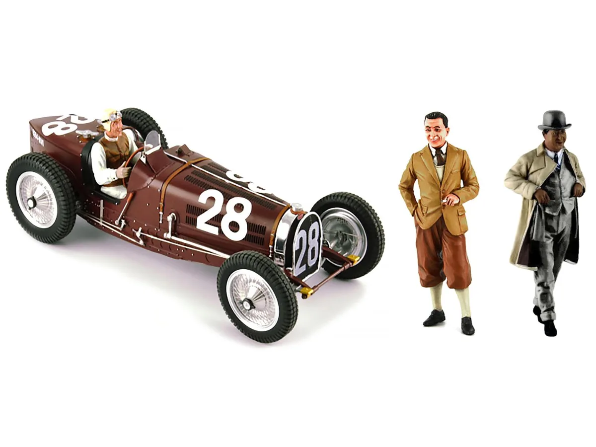 Le Mans Miniatures Le Mans Miniatures Bugatti T59 #28 Tazio Nuvolari Monaco GP 1934 1/18 Resin w/Driver Figures — product photo