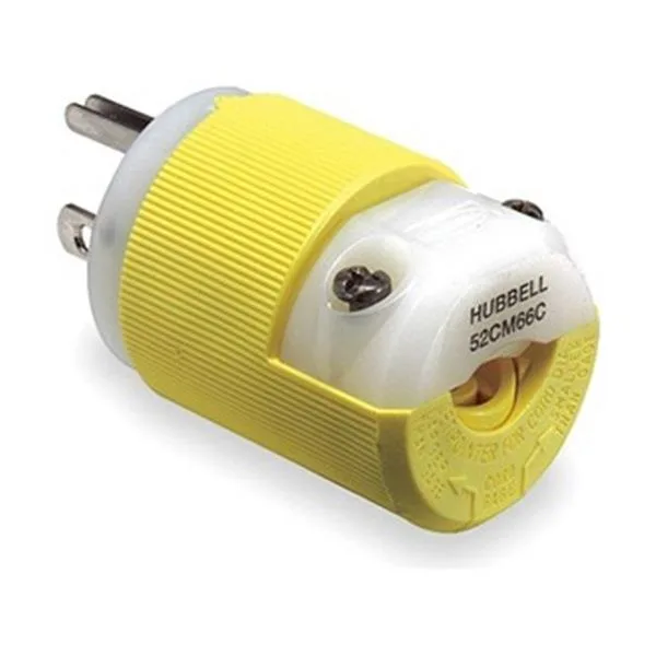 Hubbell Incorporated Hubbell HBL52CM66C 15A 125V 3-wire yellow plug — product photo