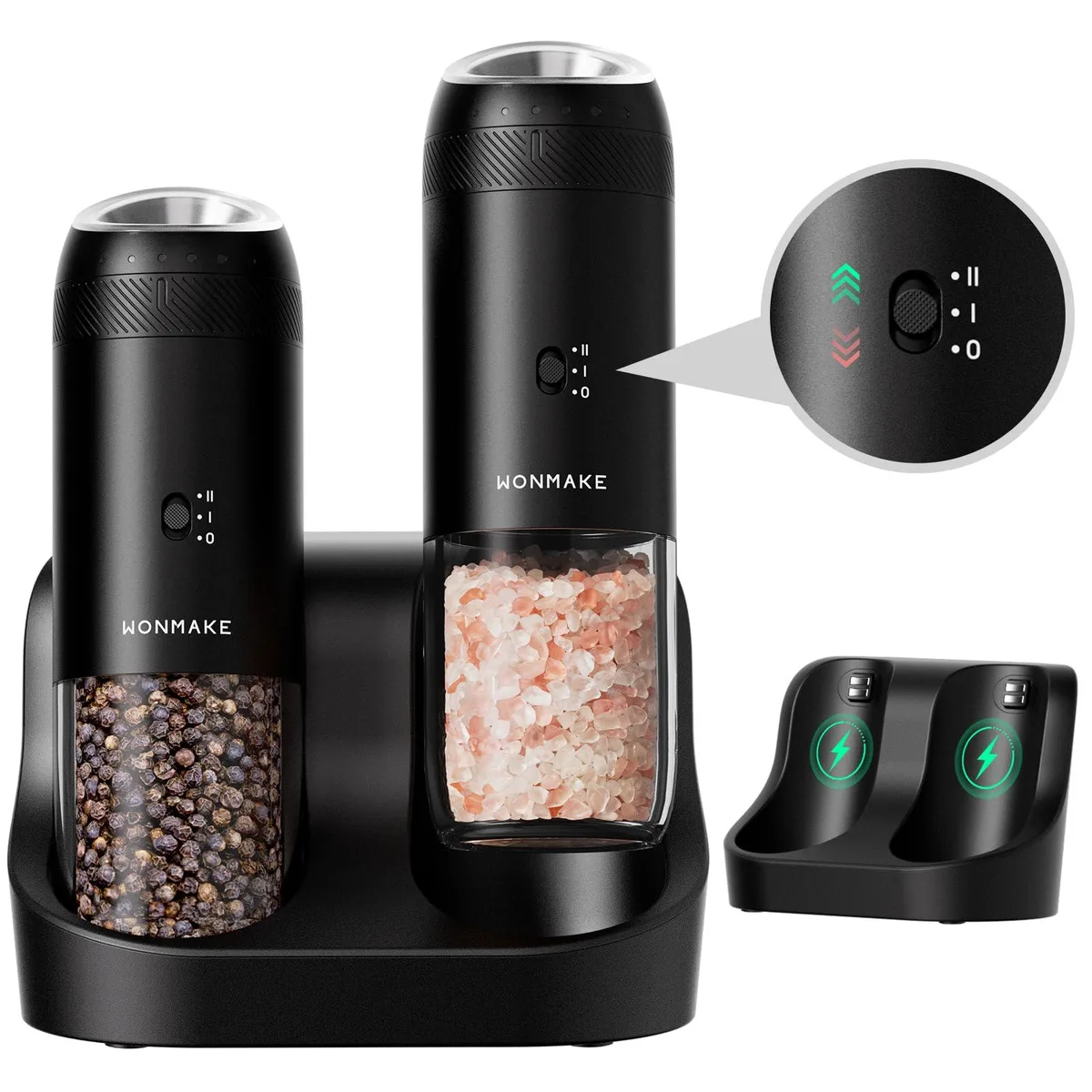 Iwatani Gravity Electric Salt and Pepper Grinder Set 5.95oz — product photo
