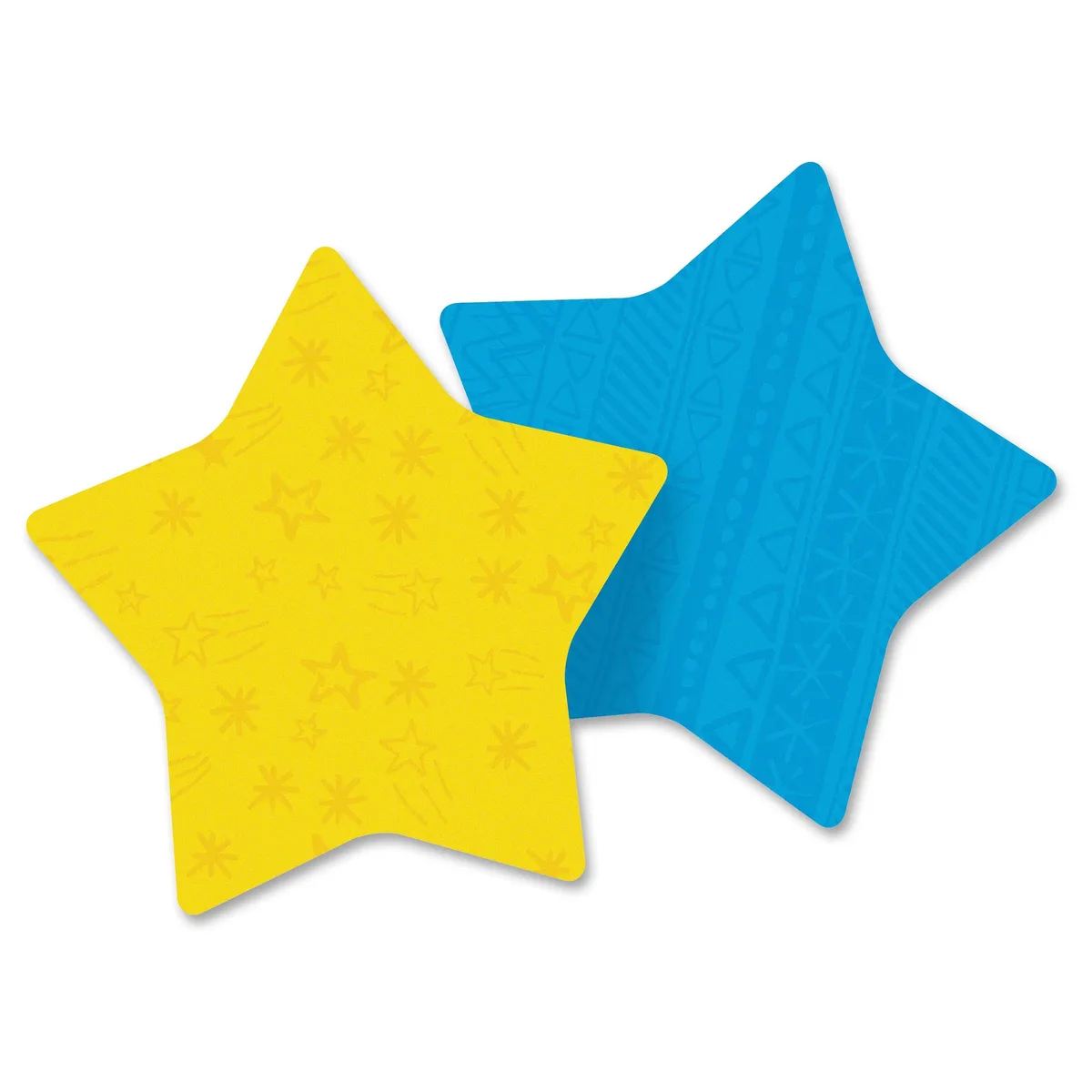 Two star and heart shaped sticky note pads, yellow, 75 sheets each