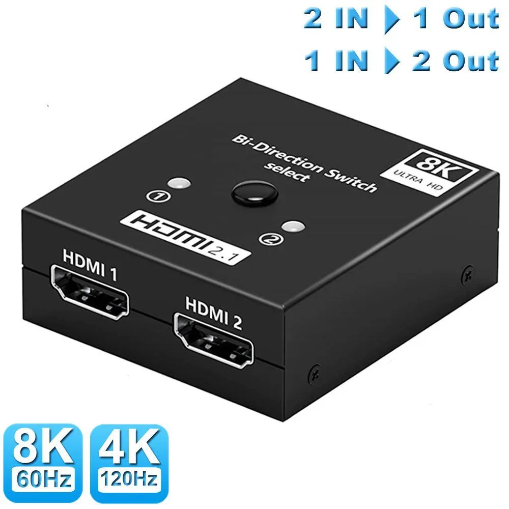WRIARICH WRIARICH Bi-Directional HDMI 2.1 Switch Splitter 2 Ports Black — product photo