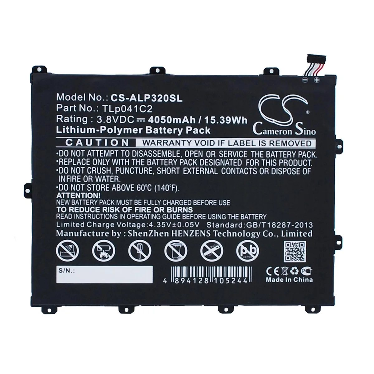 Cameron &amp; Co Cameron &amp; Co DS-CS-ALP320SL Li-Polymer Battery 4.05 Ah Black — product photo