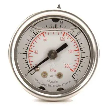 Value Brand Value Brand 4CFL3 Pressure Gauge 0 to 30 psi 1 1/2 in Dial 1/8 in — product photo