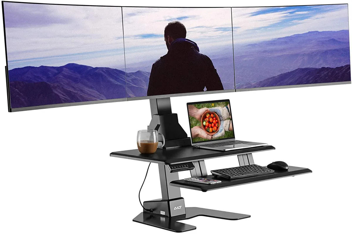 Value Brand Value Brand Triple 32" Monitor Electric Standing Desk 28.3 x 15.7 in — product photo