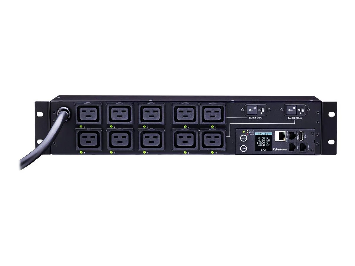 CyberPower CyberPower PDU81009 200-240V 30A Switched Metered-by-Outlet PDU 10x C19 12ft L6-30P 2U LCD — product photo