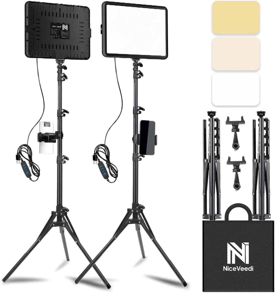 RUOCLRIS RUOCLRIS 2-Pack LED Video Light 2800-6500K 352 LED 73" Tripod — product photo