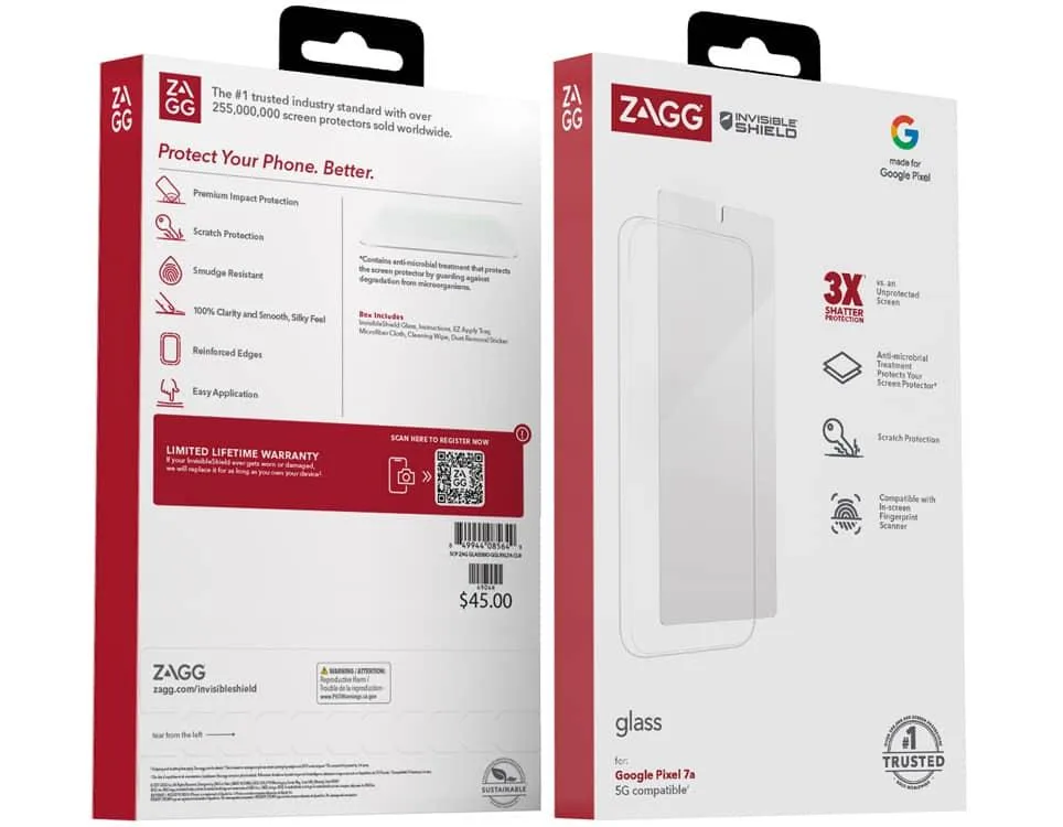 ZAGG ZAGG InvisibleShield Glass Biometric Screen Protector for Google Pixel 7a — product photo