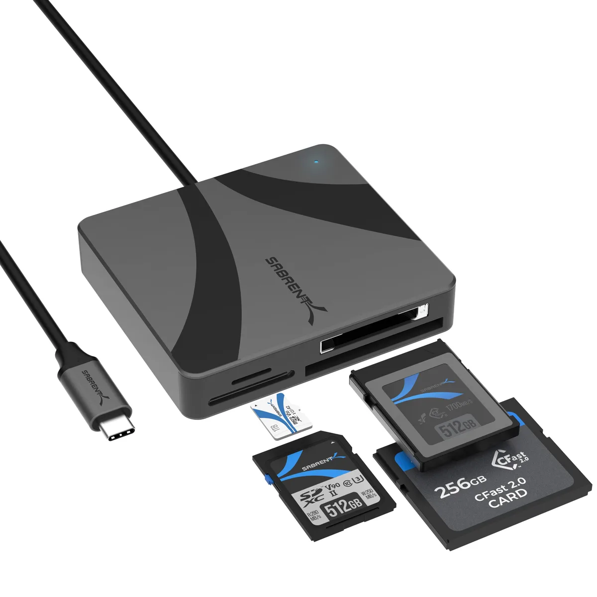 Sabrent Sabrent USB-C Multi-Card Reader CFexpress Type B CFast 2.0 microSD/SD CR-C4PM — product photo
