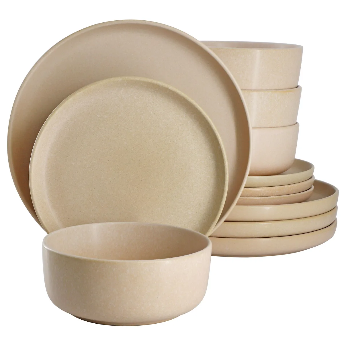 Gibson Home Gibson Home Soho Lounge Bryant Park 12 Piece Reactive Stoneware Dinnerware Set in Beige — product photo