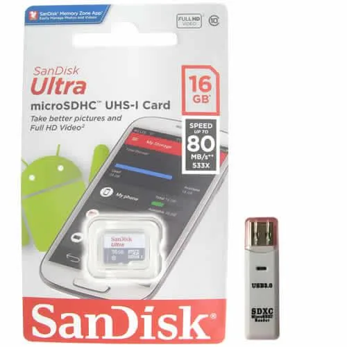 SanDisk SanDisk Ultra 16GB microSDHC Class 10 Kit with USB Reader — product photo