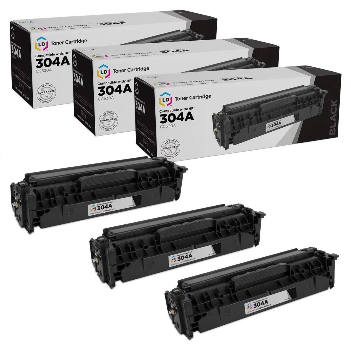 LD Products LD Products HP 304A CC530A Black Toner Cartridge 3-Pack — product photo