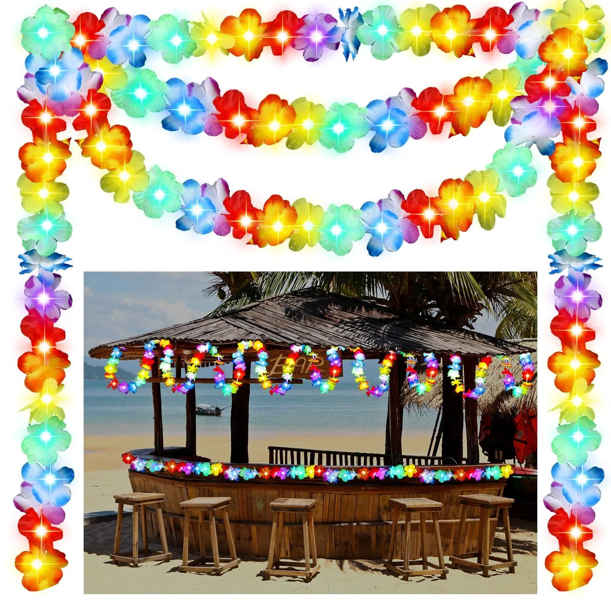 DNBeffulgent DNBeffulgent TID-Maysing-30 35.43ft LED Lighted Hawaiian Flower Banner — product photo