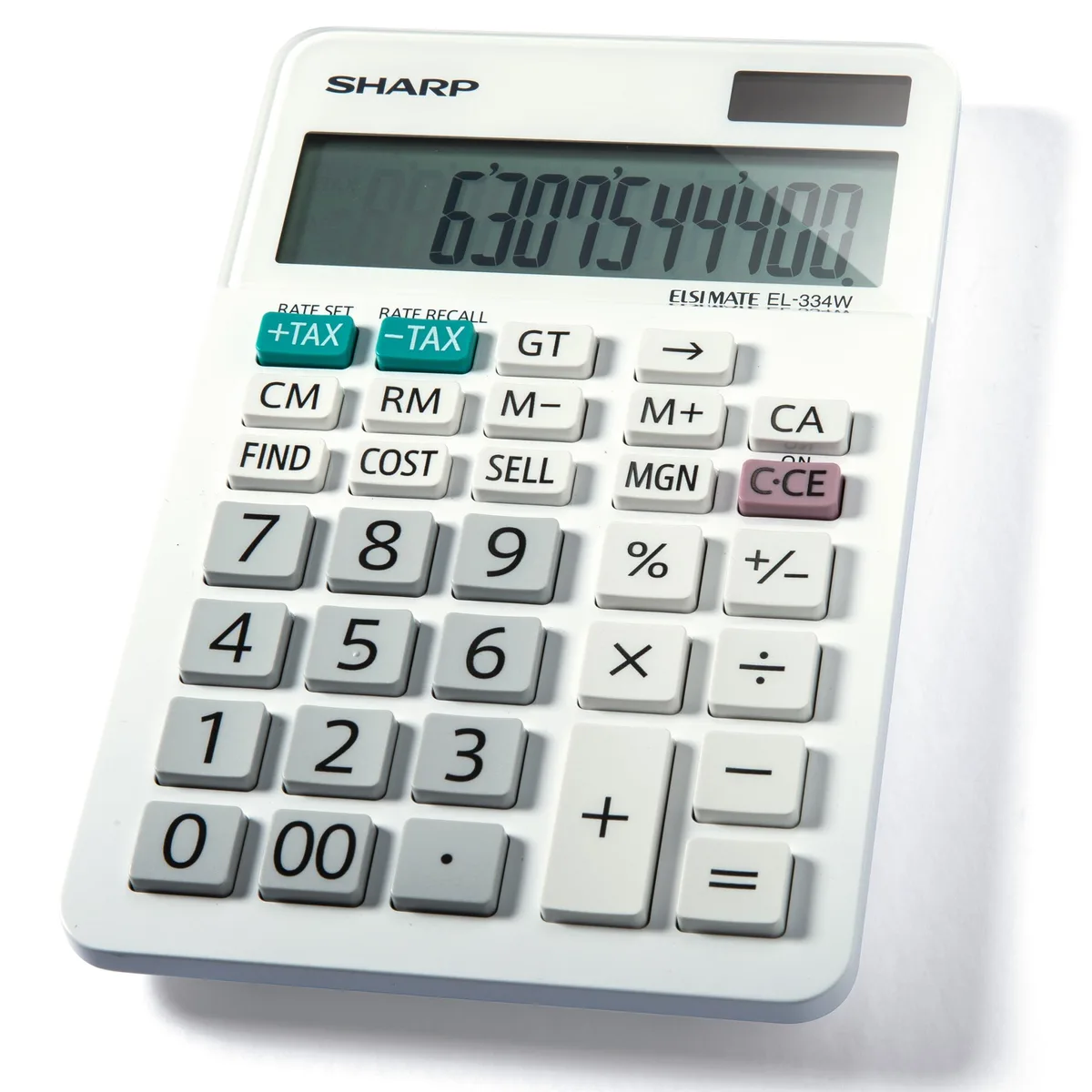 Sharp EL-334WB Business Calculator White 12-digit LCD Solar — product photo