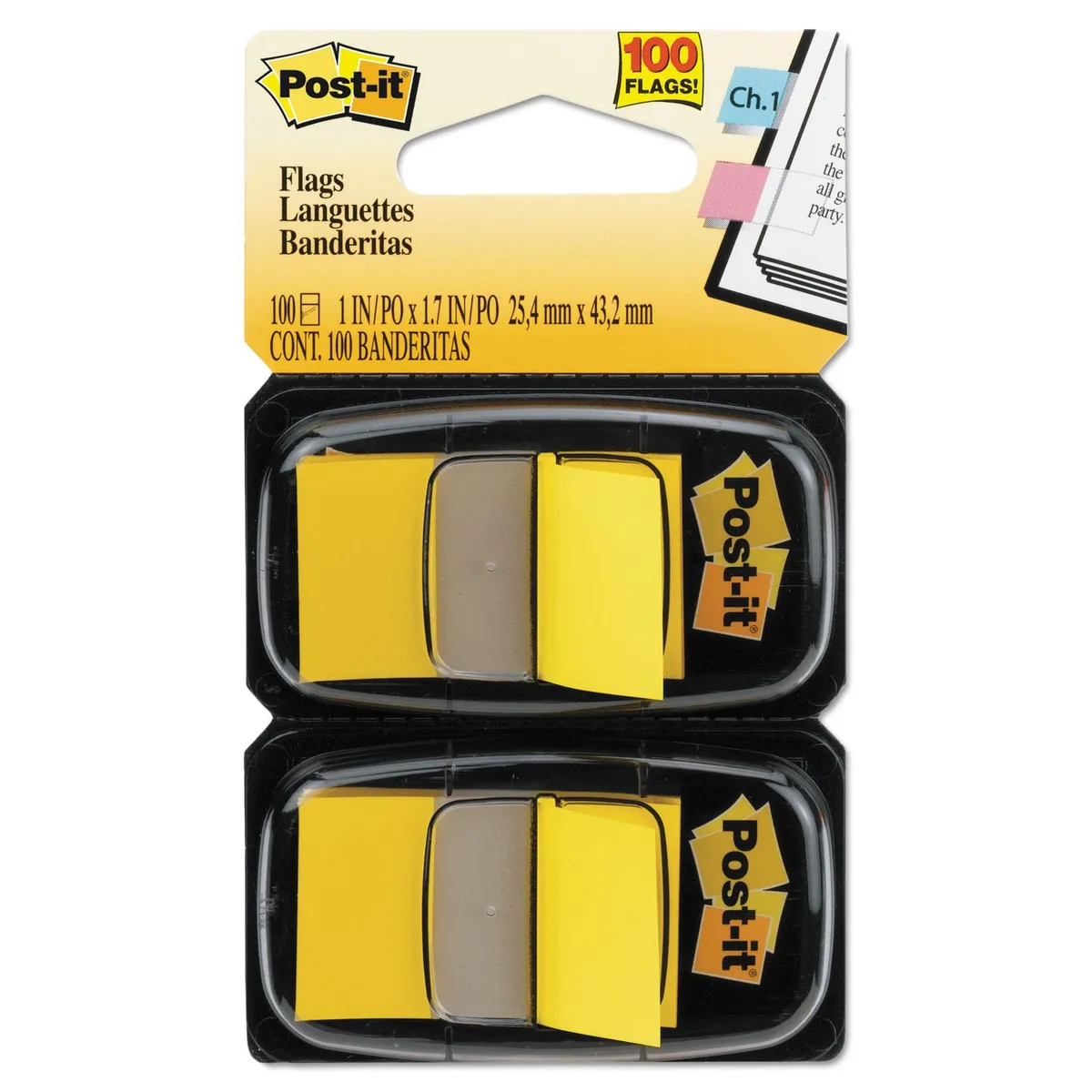 3M 3M 680YW2 Post-it Standard Tape Flags Yellow 100/PK — product photo